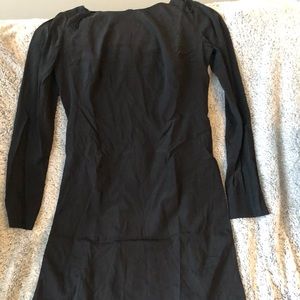 Black long sleeve silk dress